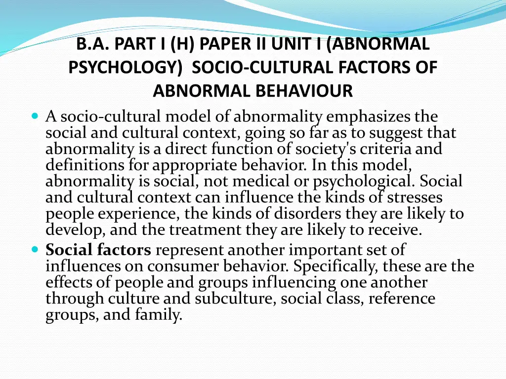 b a part i h paper ii unit i abnormal psychology 3