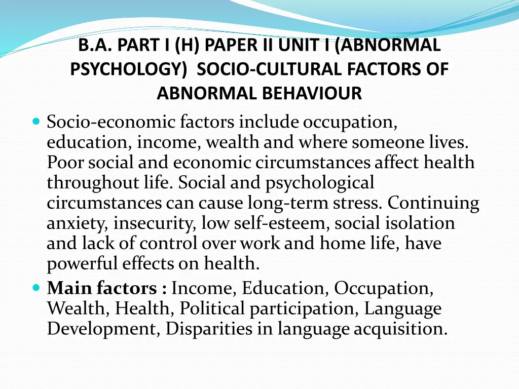 b a part i h paper ii unit i abnormal psychology 4