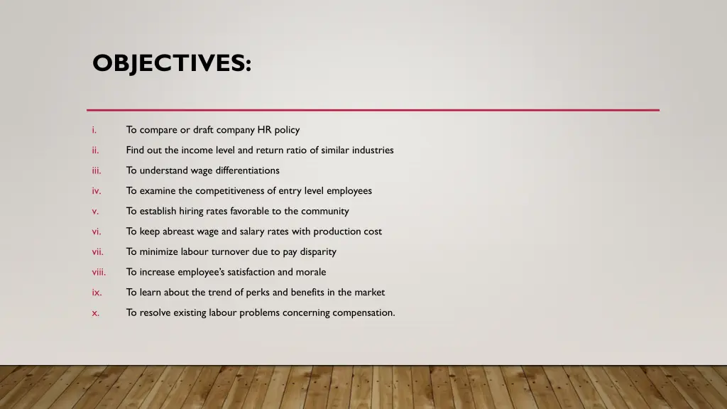 objectives