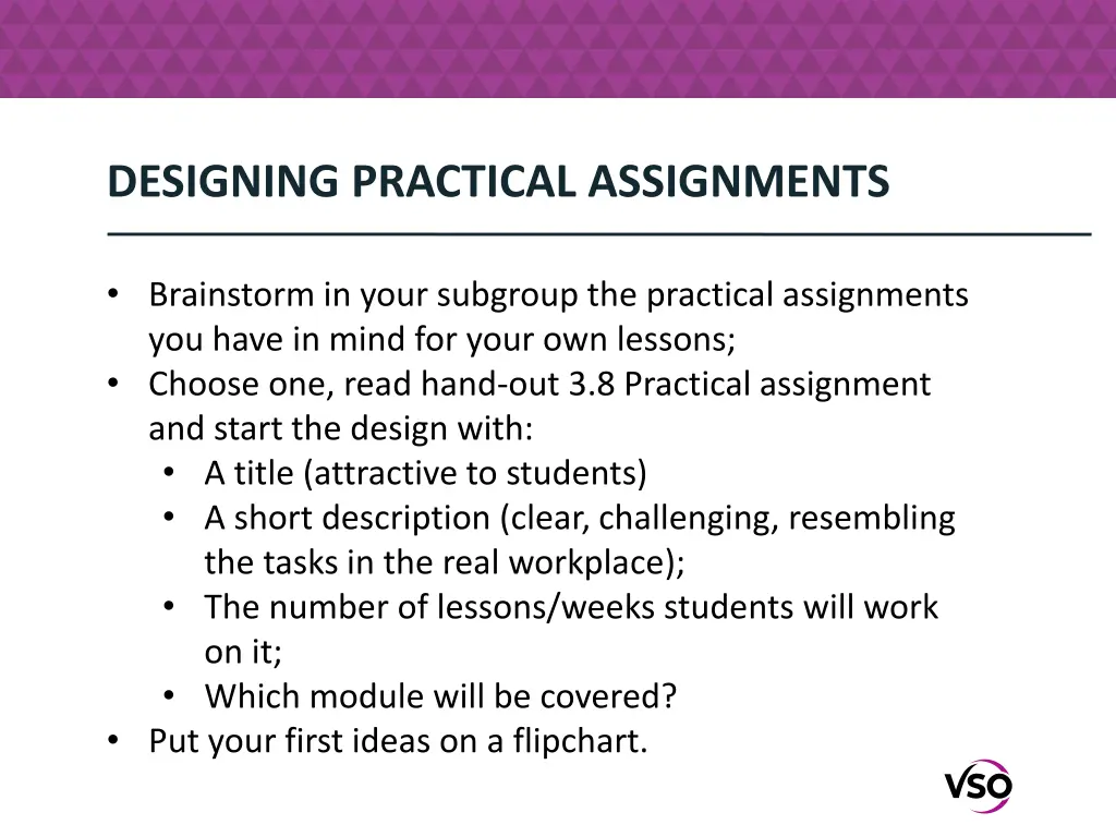 designing practical assignments