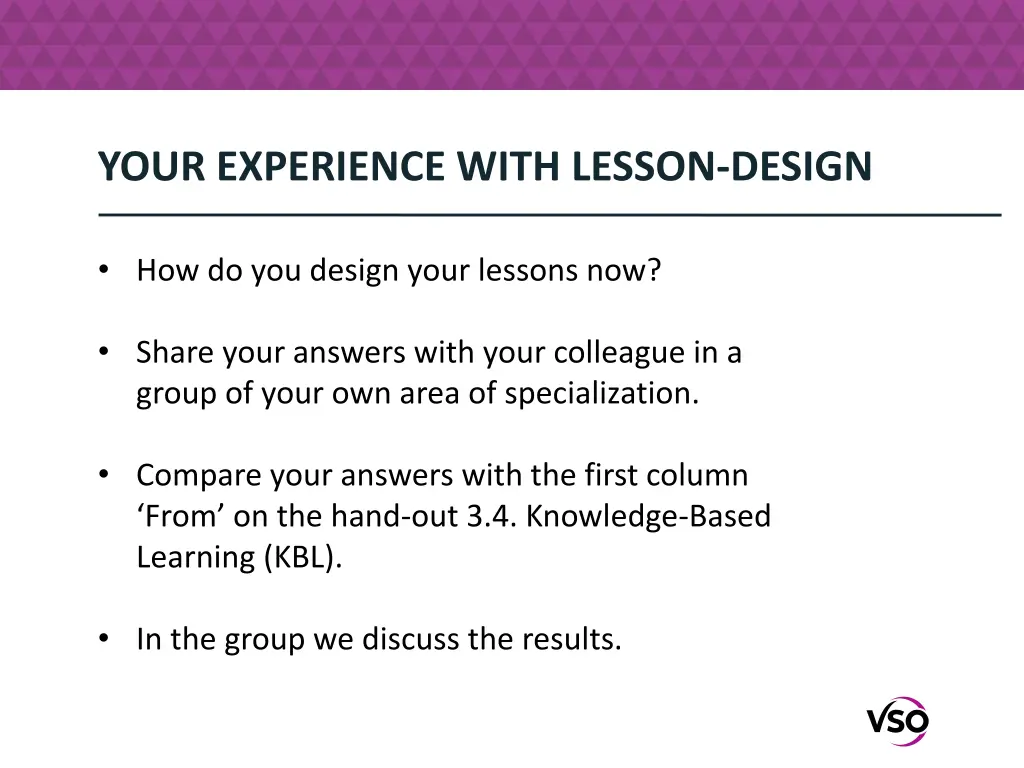 your experience with lesson design