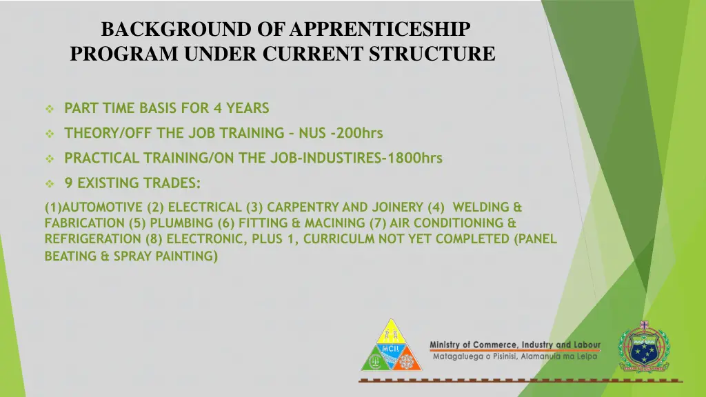 background of apprenticeship program under