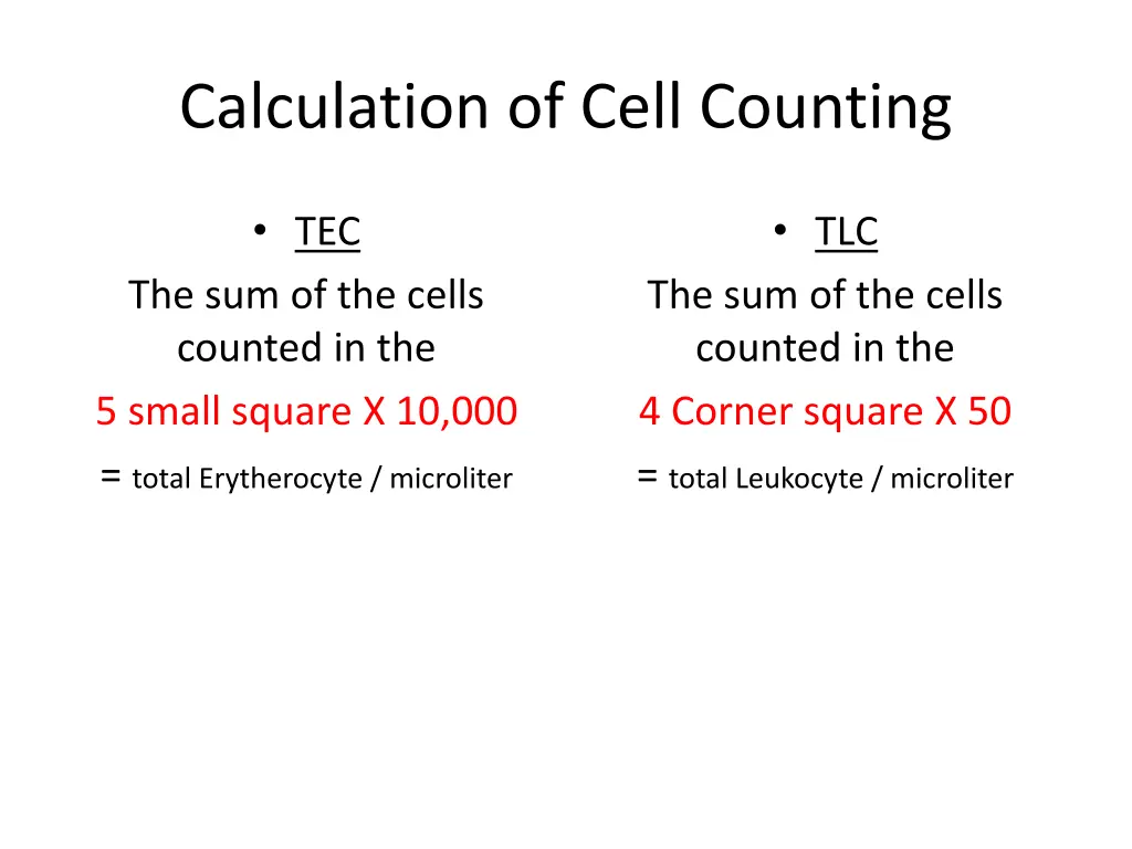 calculation of cell counting