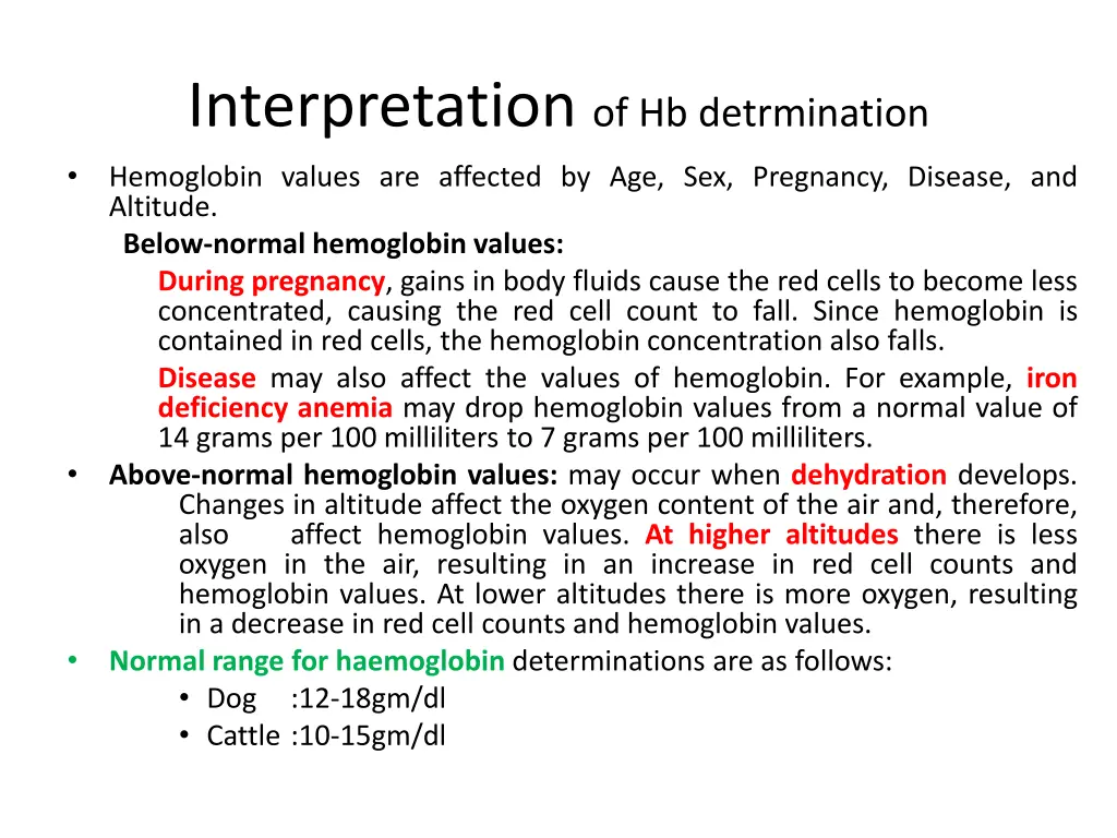 interpretation of hb detrmination