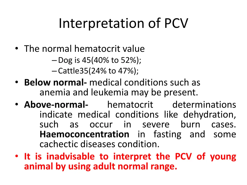 interpretation of pcv