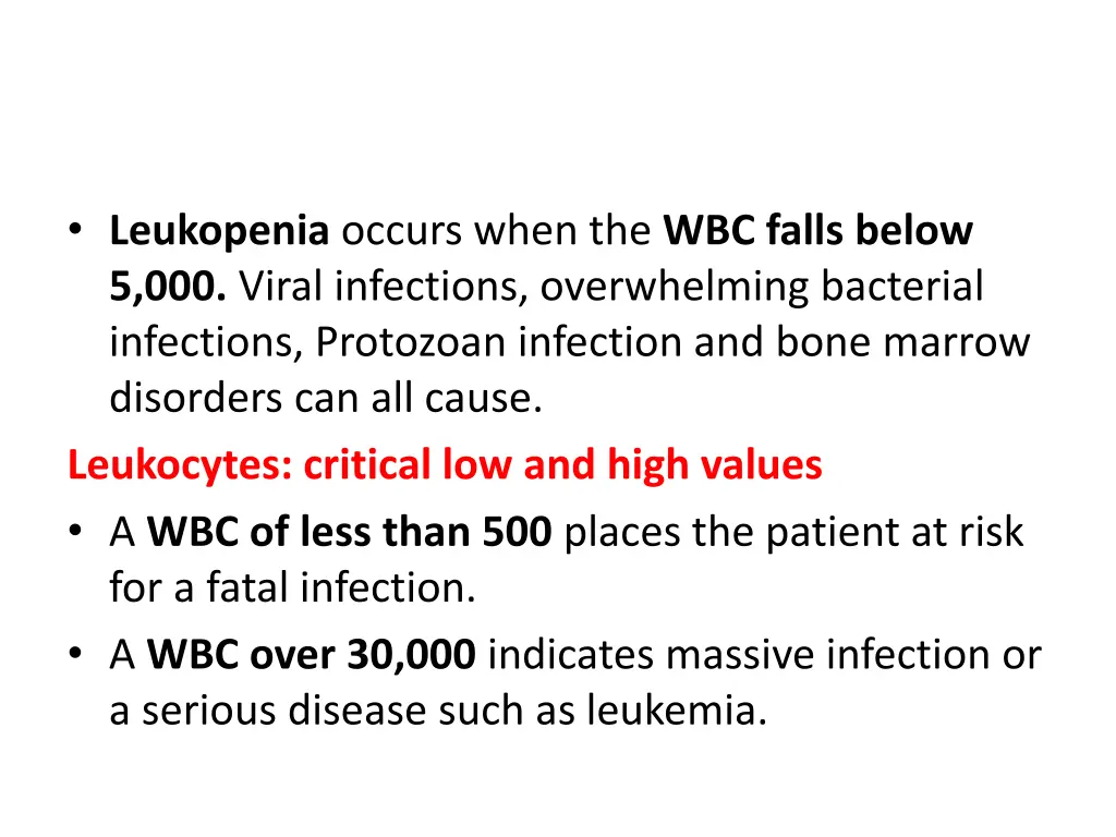 leukopenia occurs when the wbc falls below