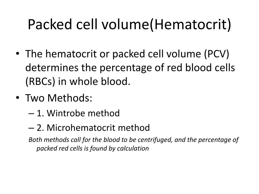 packed cell volume hematocrit