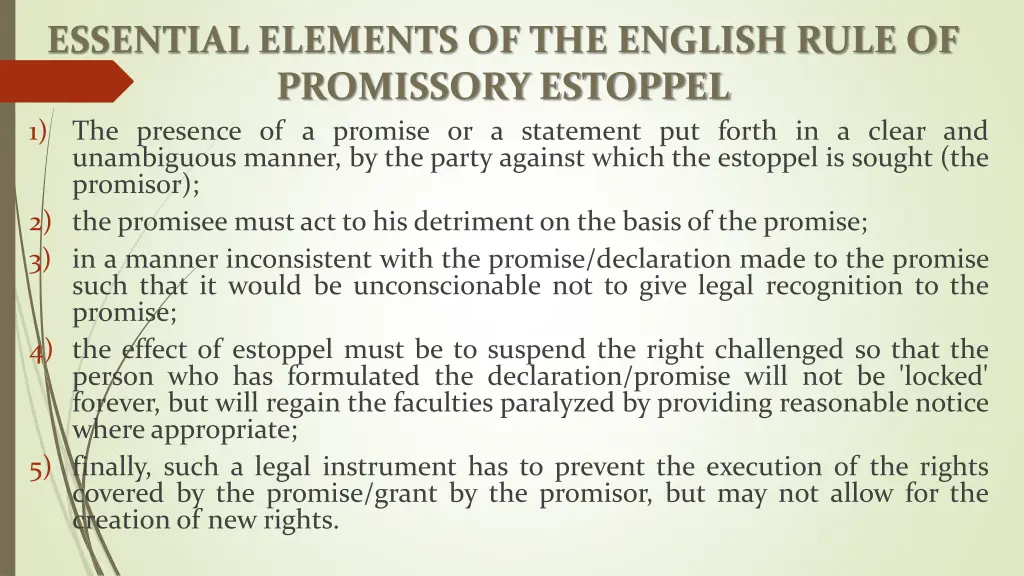 essential elements of the english rule