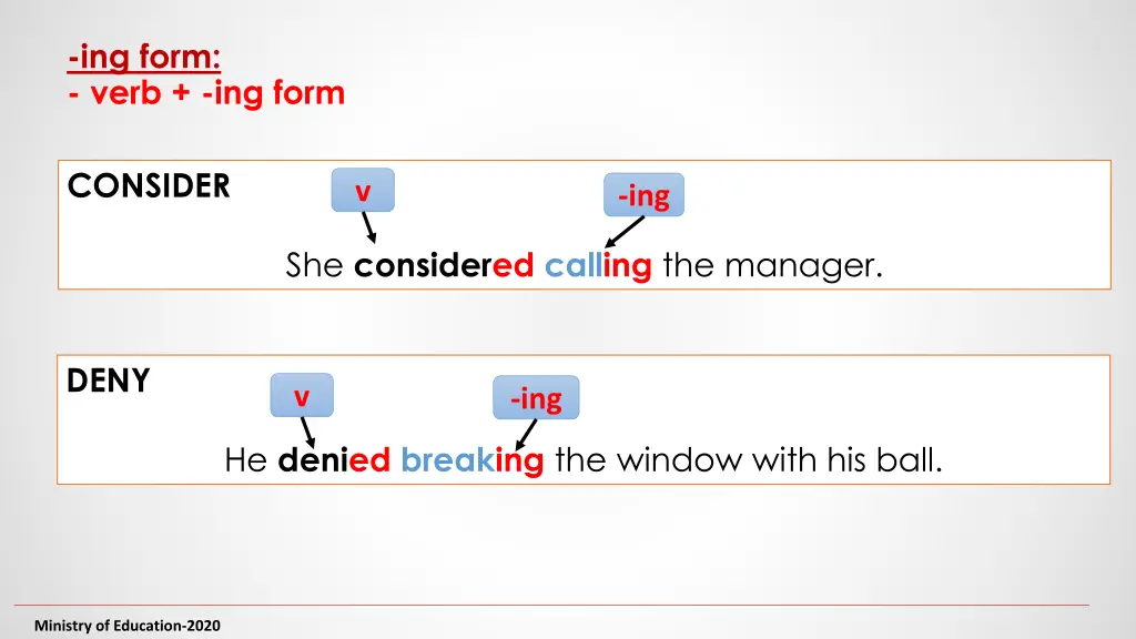 ing form verb ing form