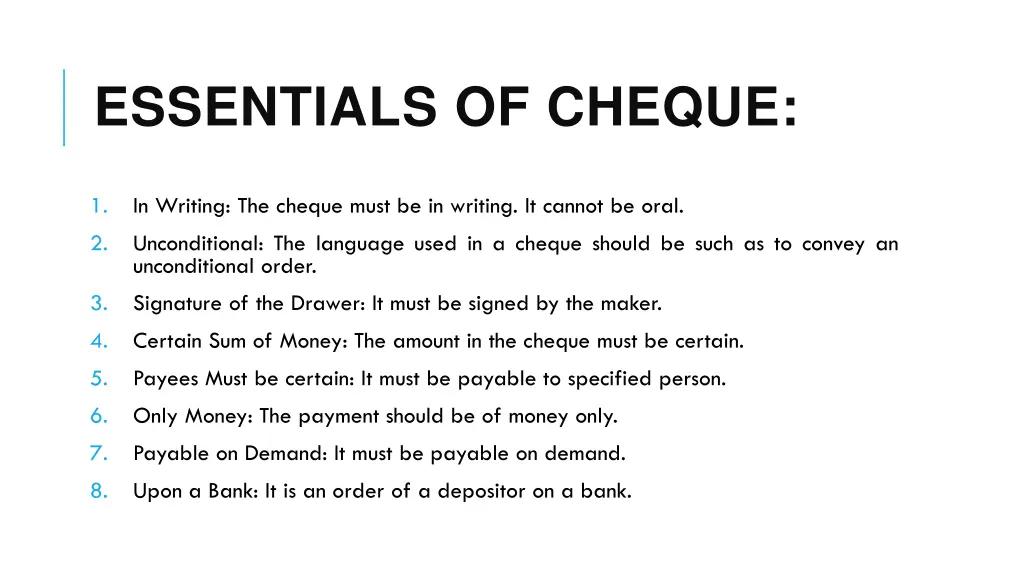 essentials of cheque