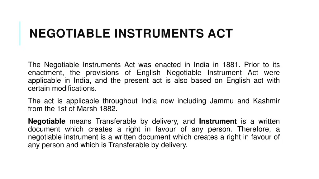 negotiable instruments act