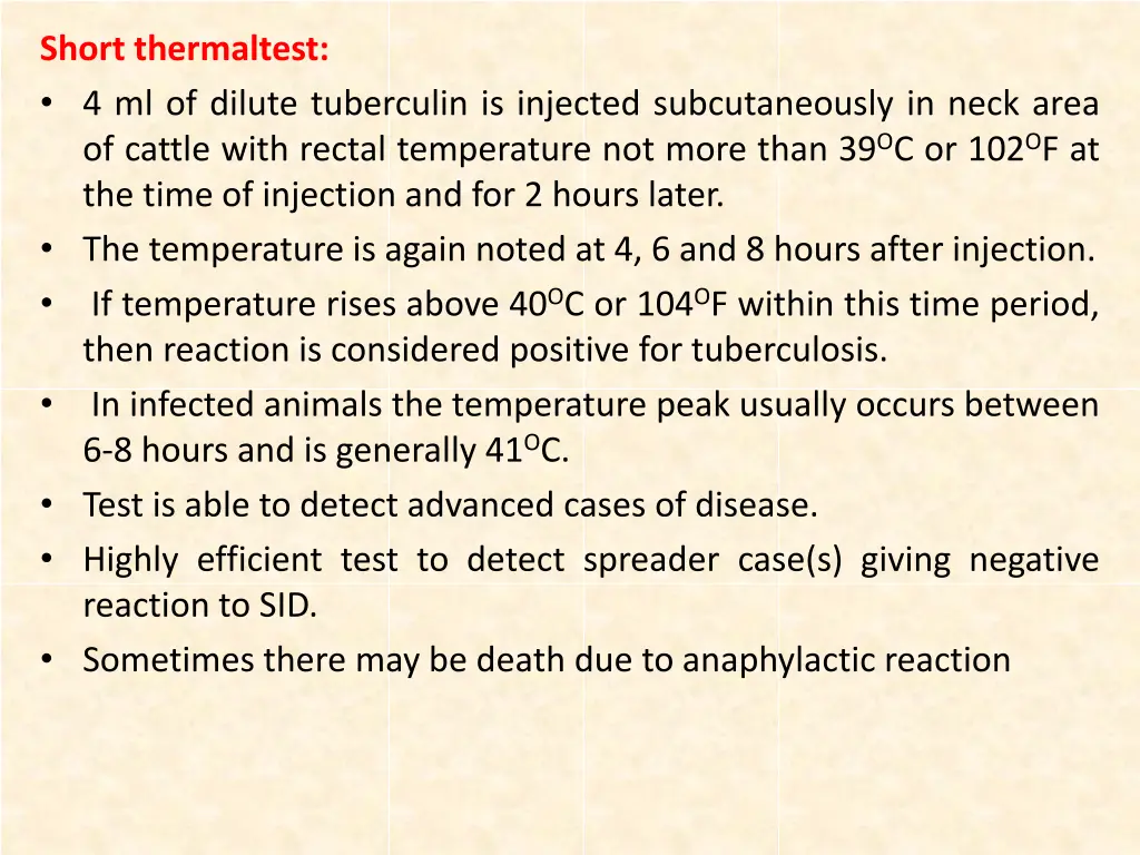 short thermaltest 4 ml of dilute tuberculin