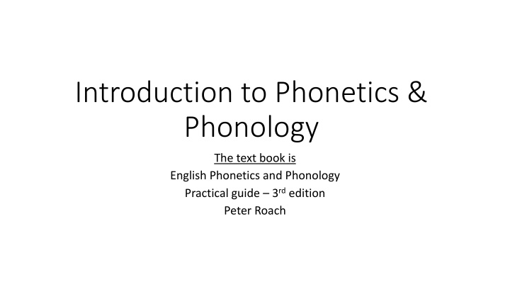 introduction to phonetics phonology