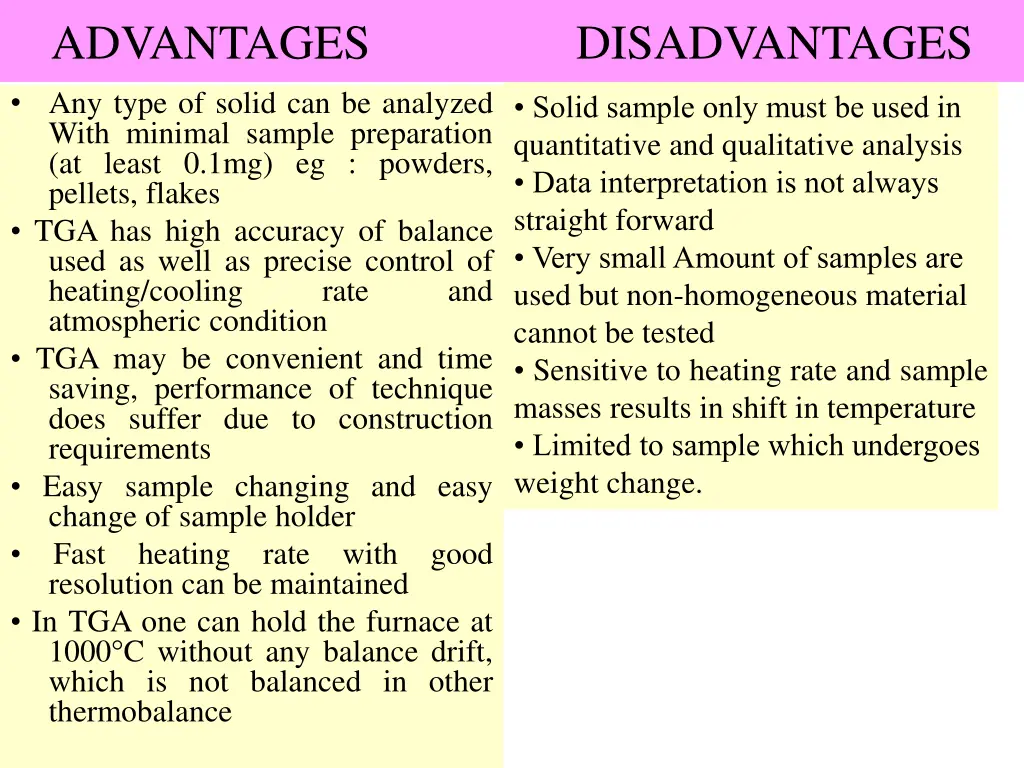 advantages disadvantages any type of solid