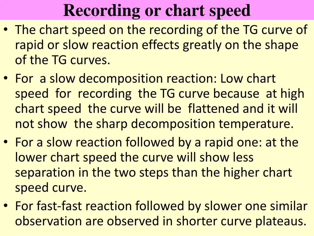 recording or chart speed the chart speed