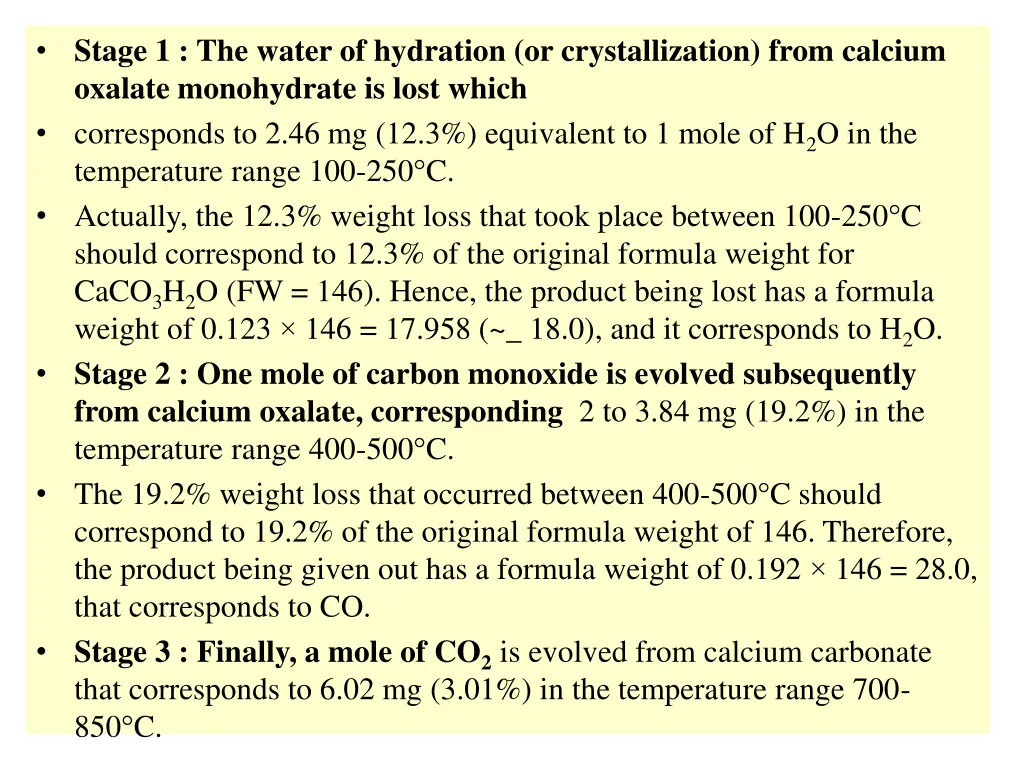 stage 1 the water of hydration or crystallization