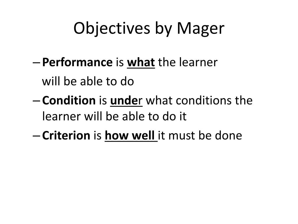 objectives by mager