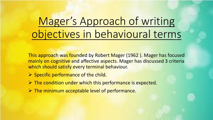 mager s approach of writing objectives