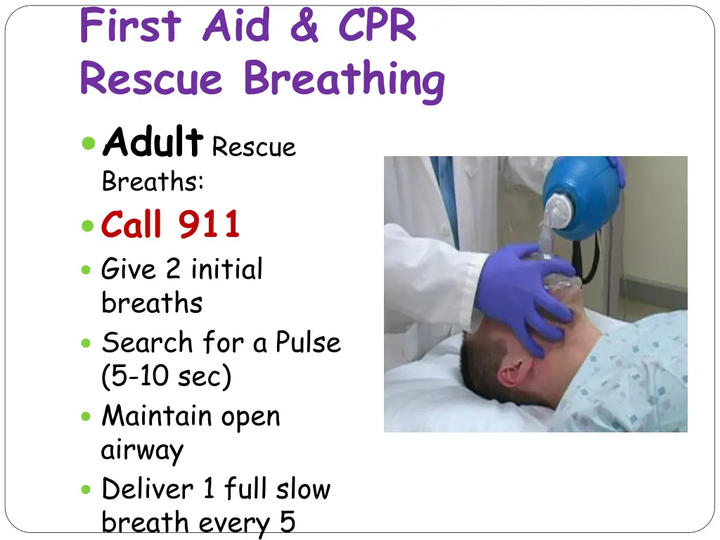 first aid cpr rescue breathing adult rescue