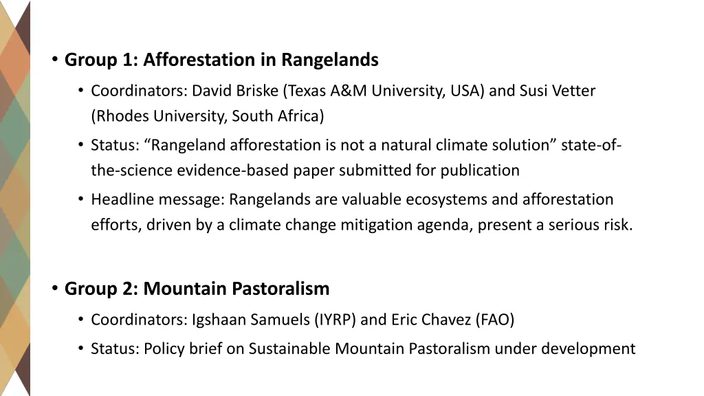 group 1 afforestation in rangelands