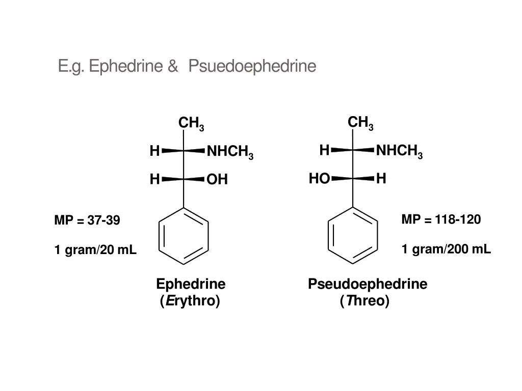 e g ephedrine psuedoephedrine