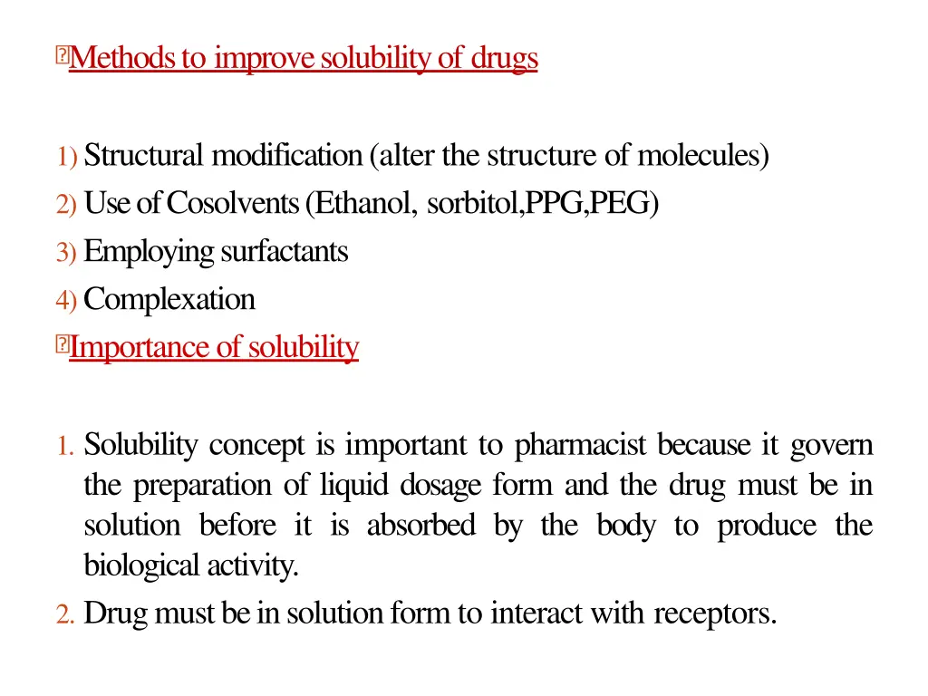 methods to improve solubility of drugs