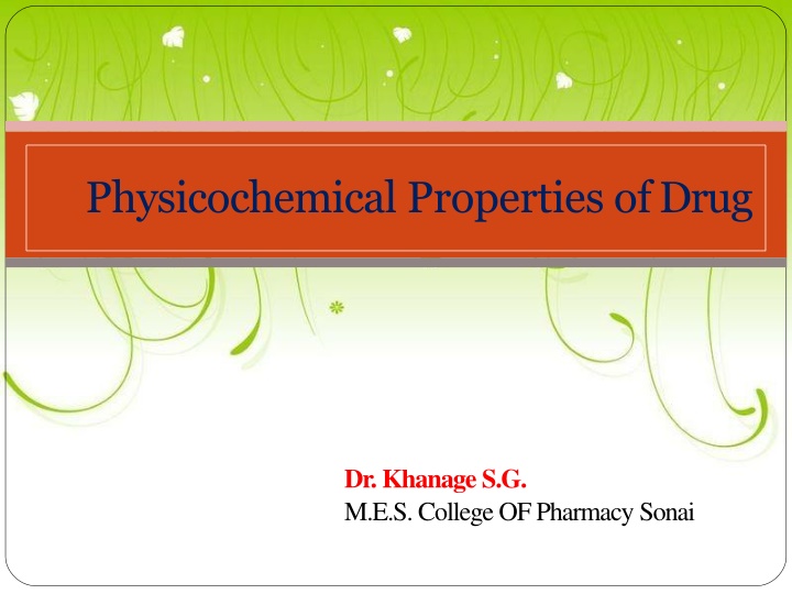 physicochemical properties of drug