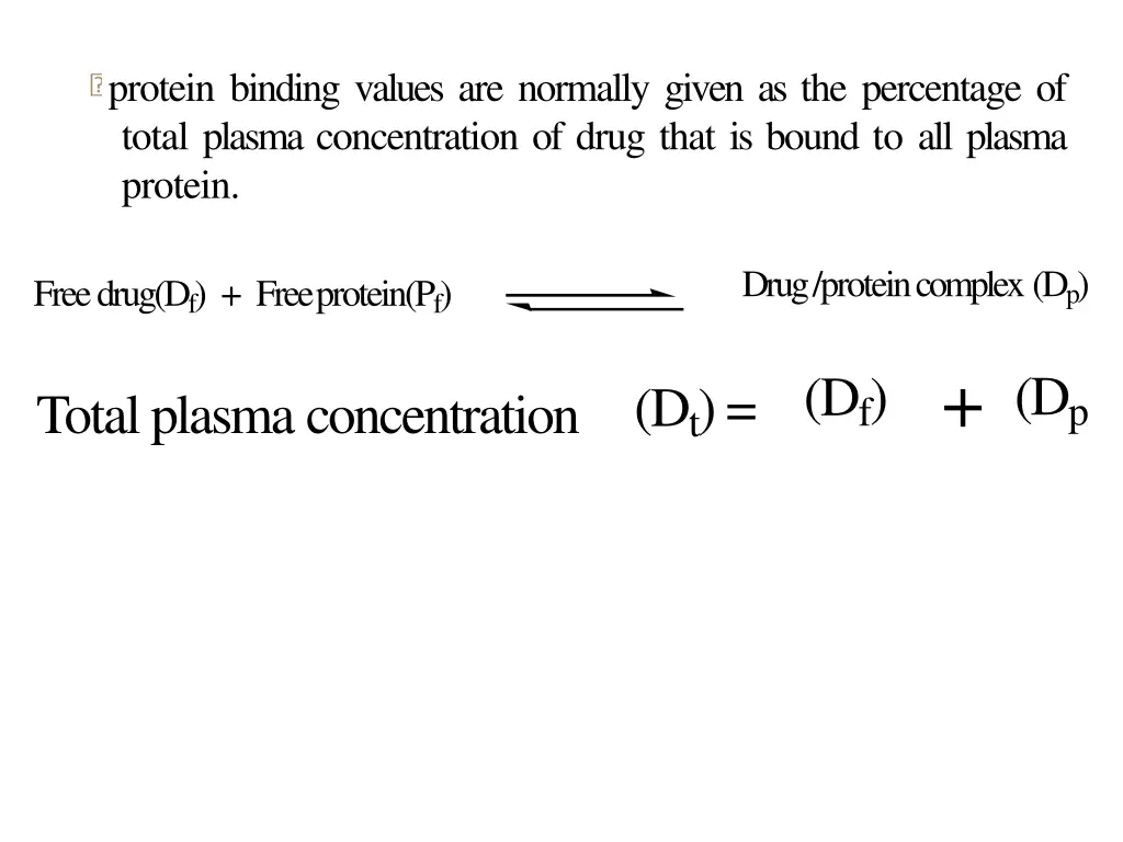 protein binding values are normally given