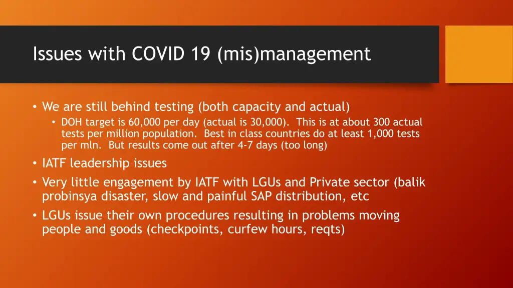 issues with covid 19 mis management