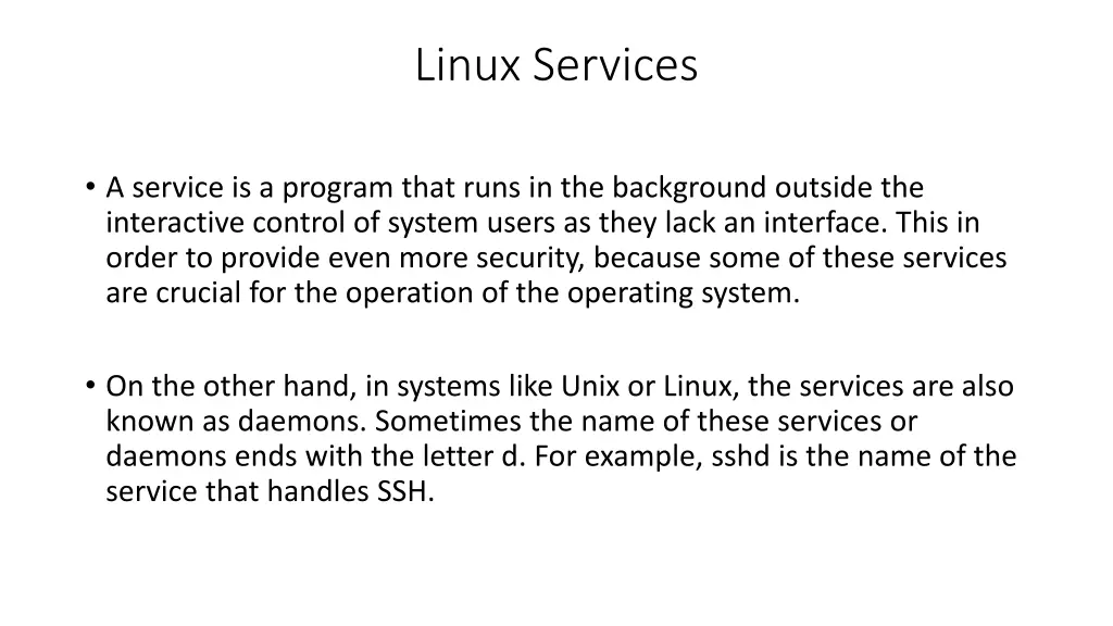 linux services