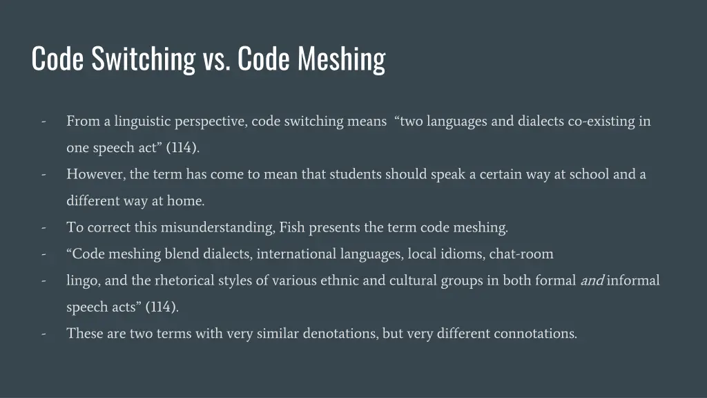 code switching vs code meshing