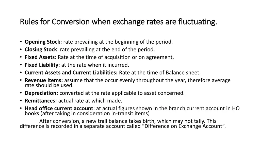 rules for conversion when exchange rates