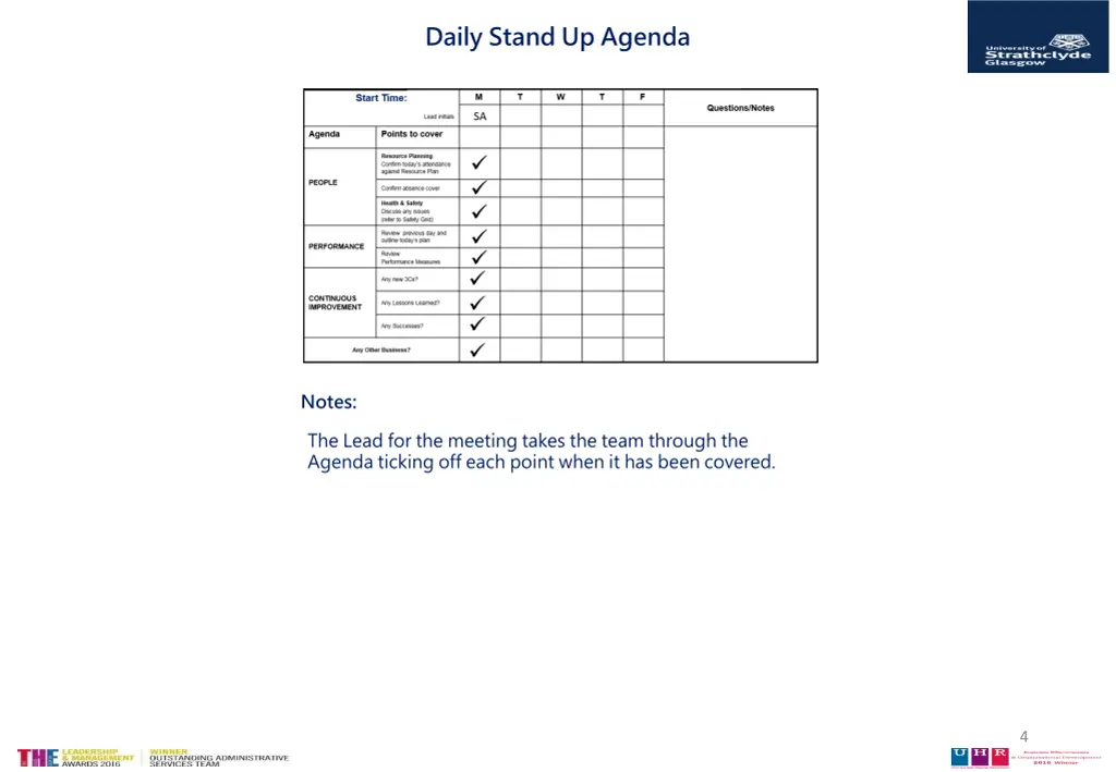 daily stand up agenda