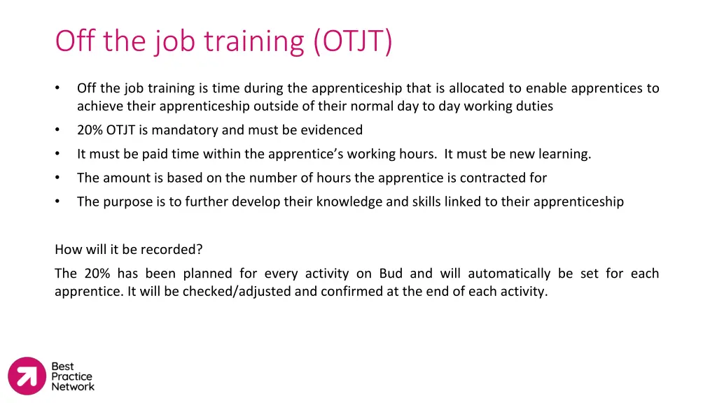 off the job training otjt