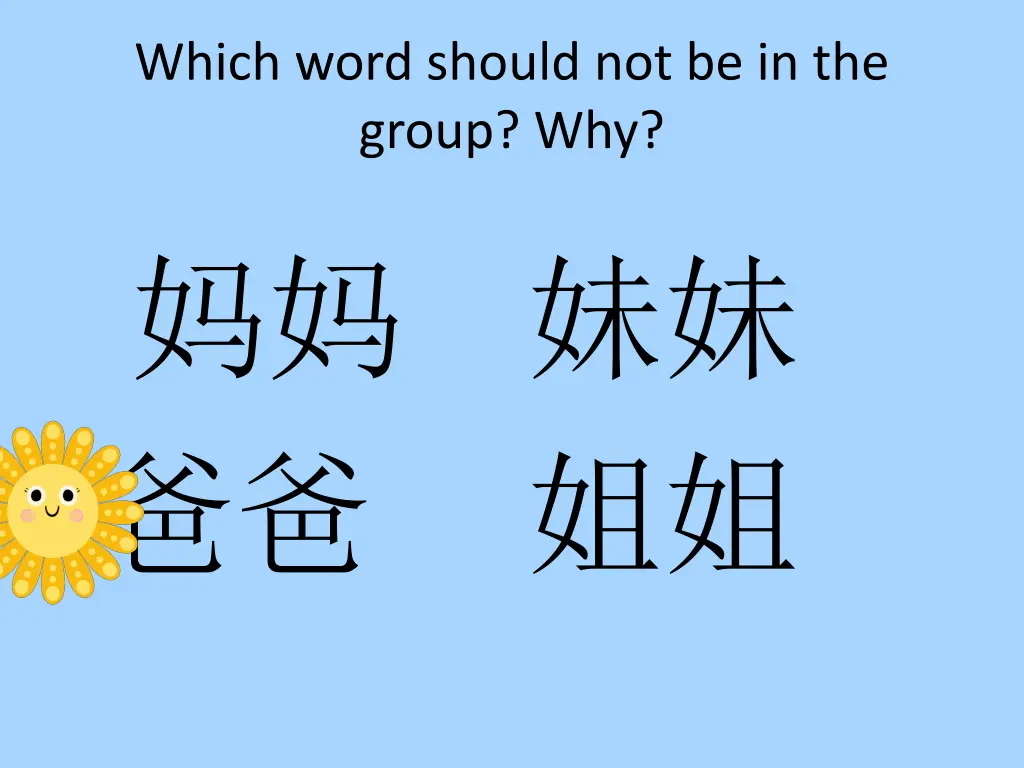 which word should not be in the group why 1