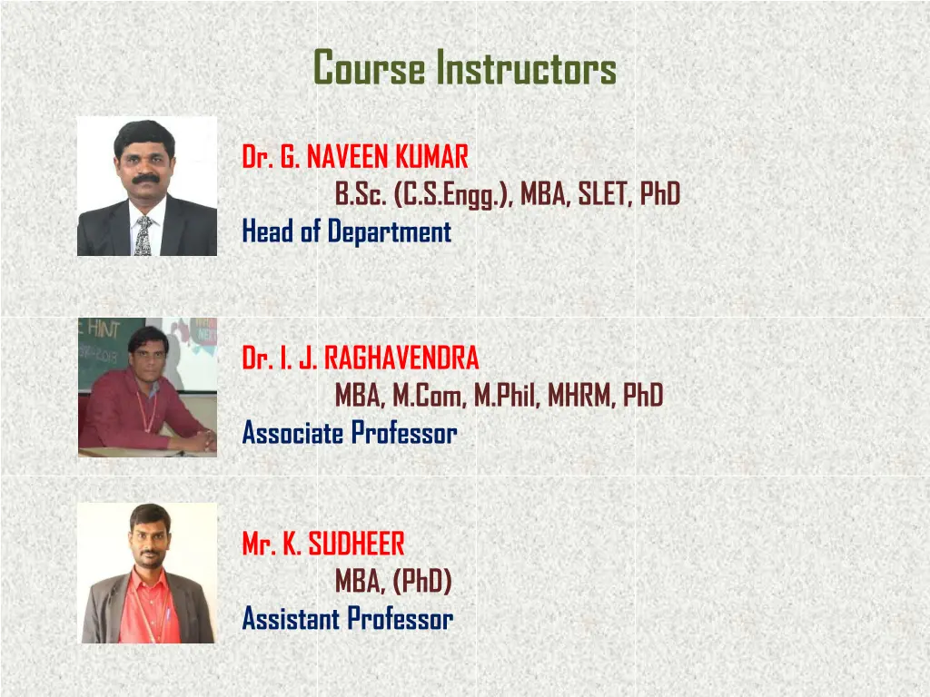 course instructors