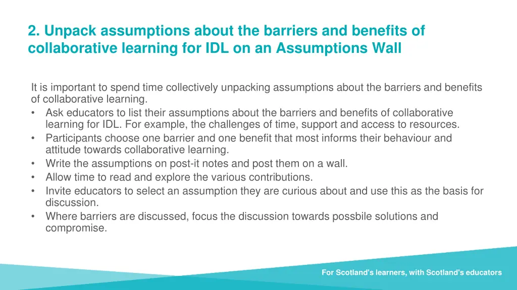 2 unpack assumptions about the barriers