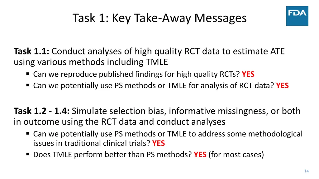 task 1 key take away messages