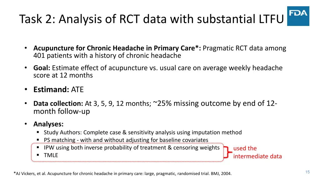 task 2 analysis of rct data with substantial ltfu