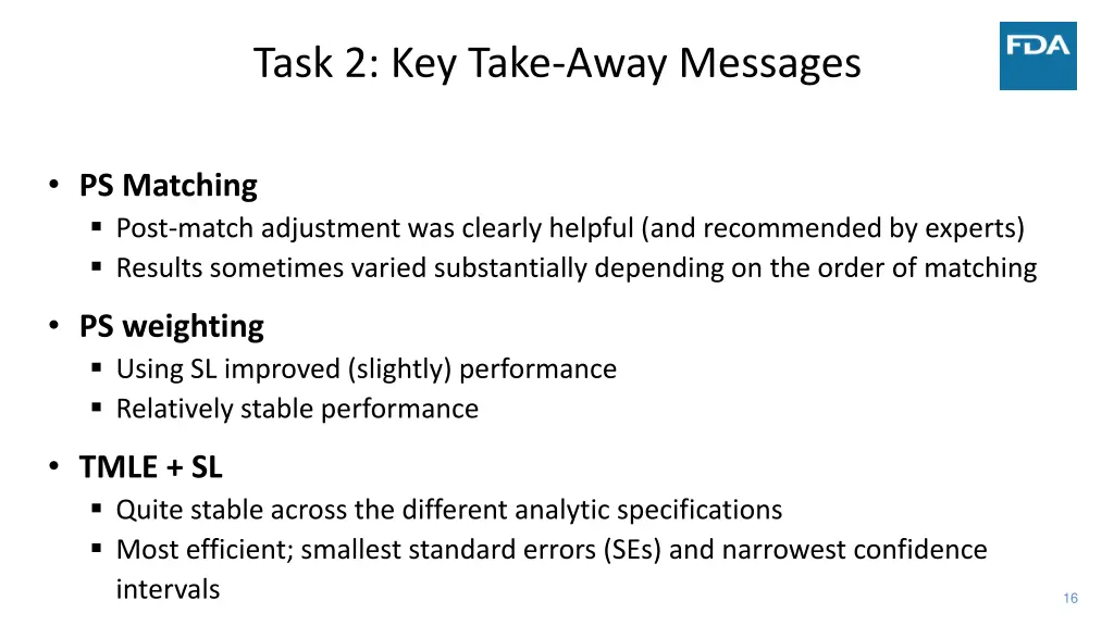 task 2 key take away messages