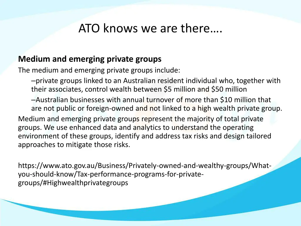 ato knows we are there