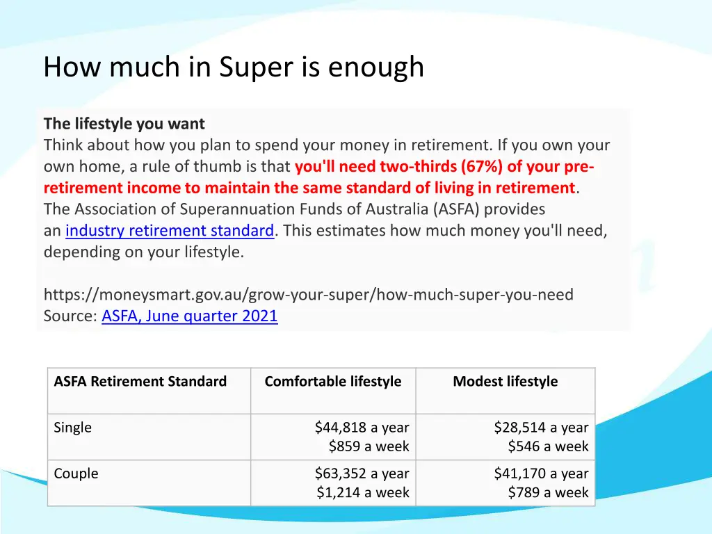 how much in super is enough