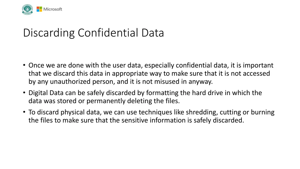 discarding confidential data