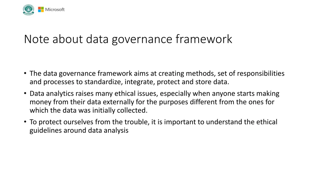 note about data governance framework