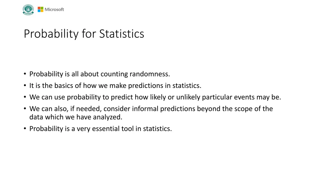 probability for statistics