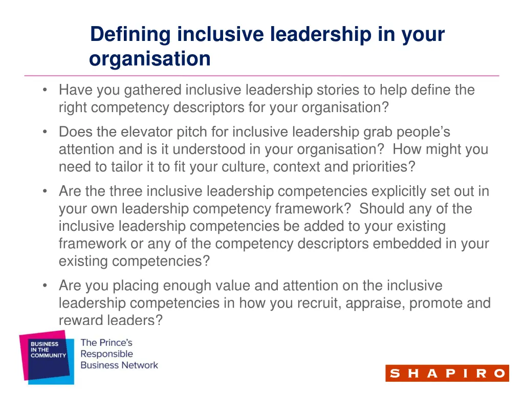 defining inclusive leadership in your organisation