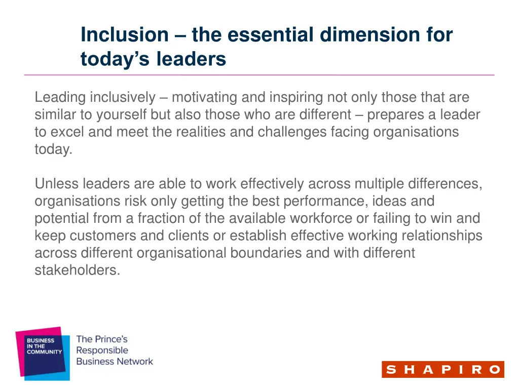 inclusion the essential dimension for today