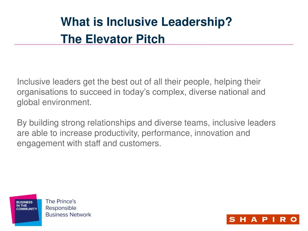 what is inclusive leadership the elevator pitch