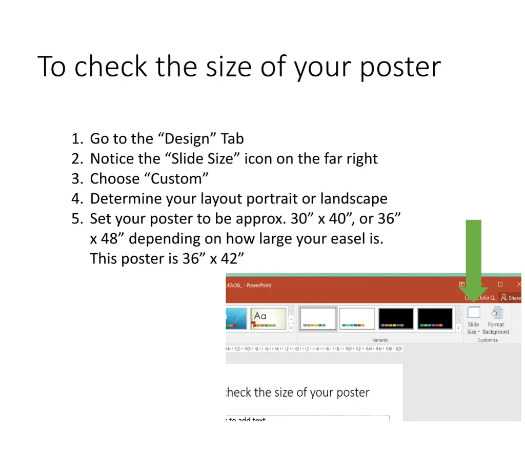 to check the size of your poster