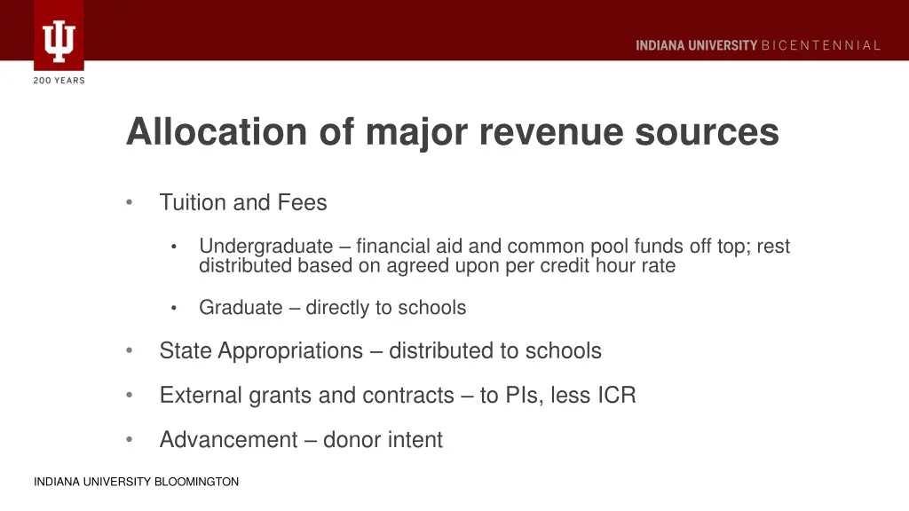 allocation of major revenue sources